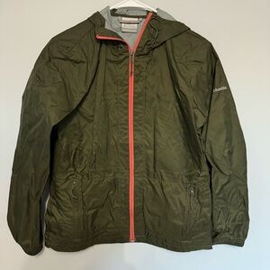 Columbia Olive Green Hooded Windbreaker Jacket